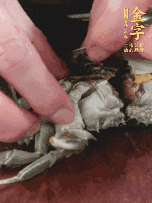 大閘蟹洗凈對(duì)半切，去底蓋去鰓。